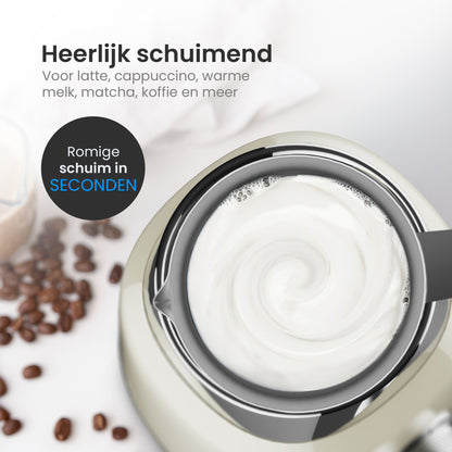 KitchenApp Retro Melkopschuimer RVS kan – PFAS-vrij – Vaatwasserbestendig – Beige