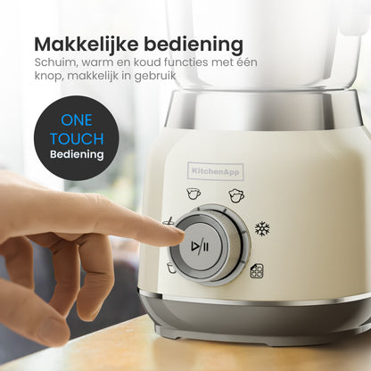 KitchenApp Retro Melkopschuimer RVS kan – PFAS-vrij – Vaatwasserbestendig – Beige